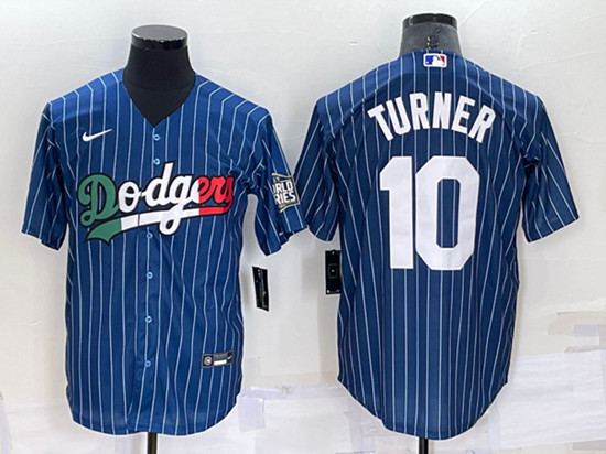 Men's Los Angeles Dodgers #10 Justin Turner Navy Mexico Cool Base Stitched Baseball Jersey